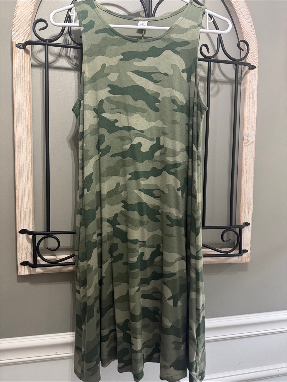 Old Navy Olive Green Camo Swing Dress M sleeveless